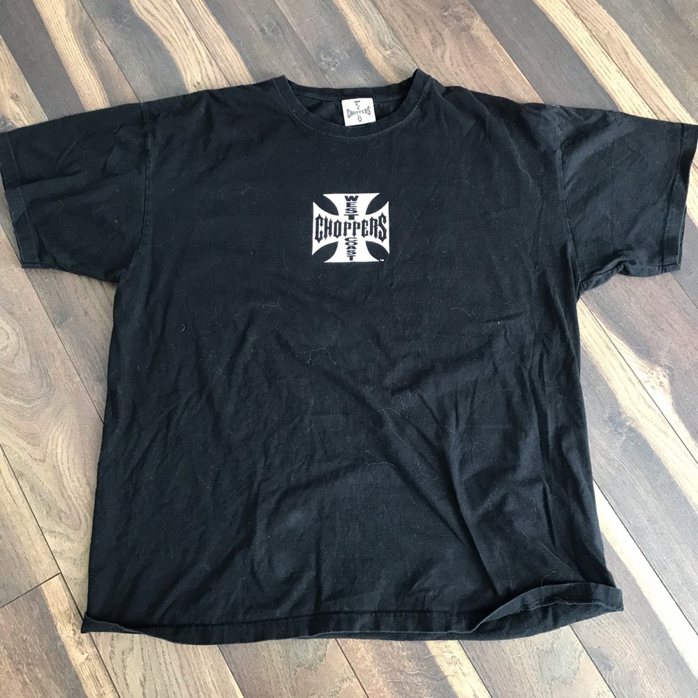 Urban Outfitters Black Short-Sleeve Graphic Tee with White Chest Logo